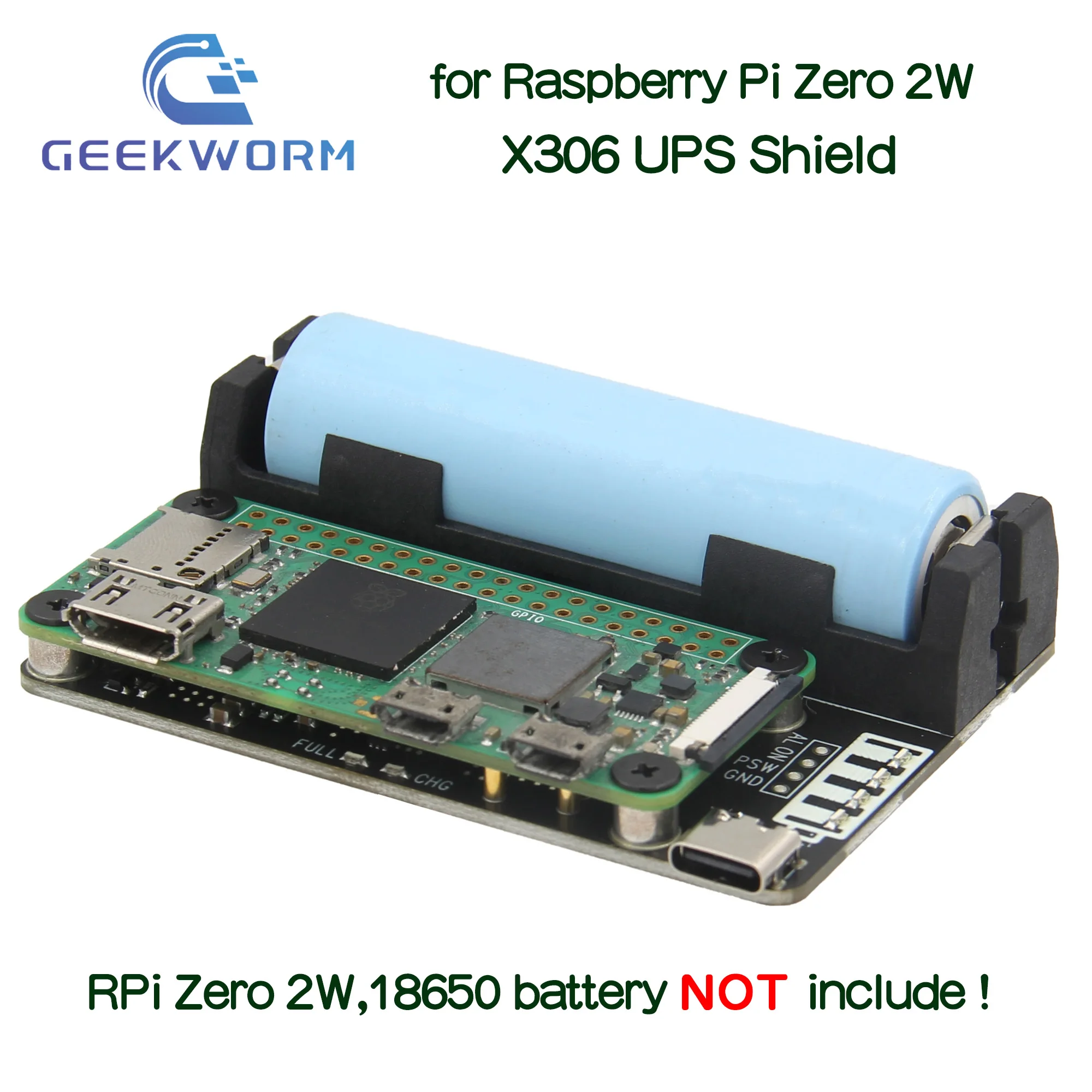 Scudo UPS Geekworm X306 18650 per Raspberry Pi Zero 2 W