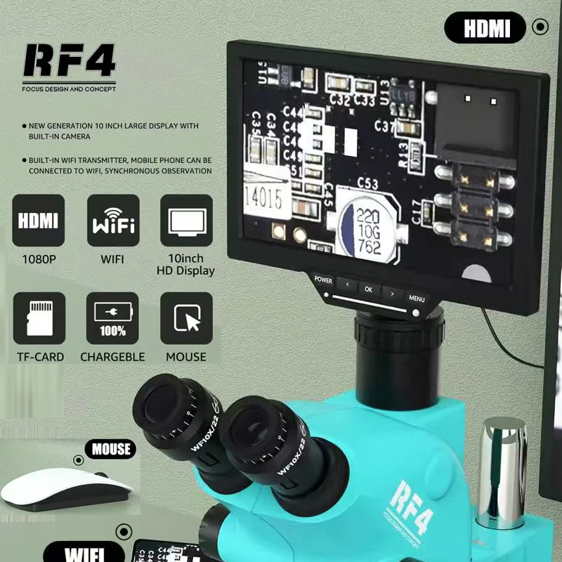 RF4 High Quality 10Inch Video Display Screen YS010W Observe Recorded PBC Phone Mobile Repair Tools Apply To Triocular Microscope