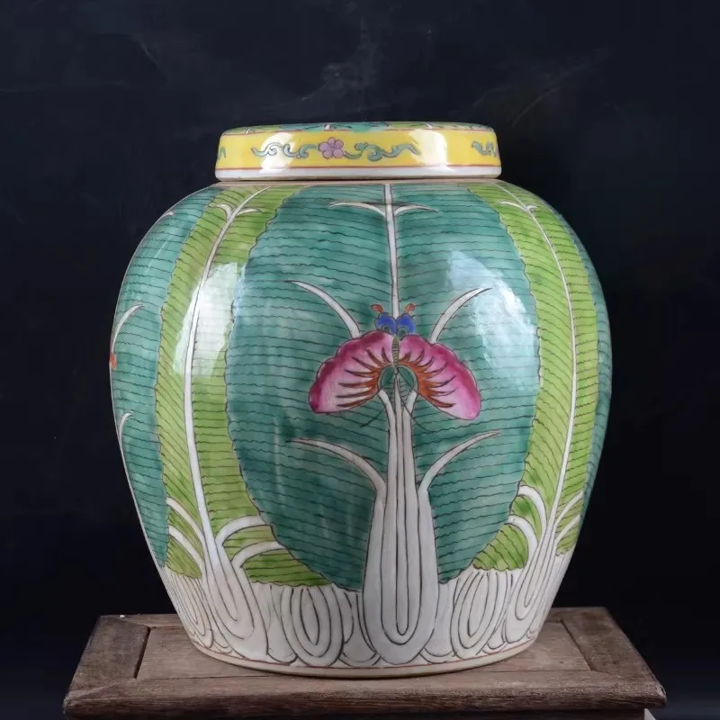 Chinese Famille Rose Porcelain Pot Tea Caddy Qing Xu Shunchang Cabbage Pattern 9.8 inch