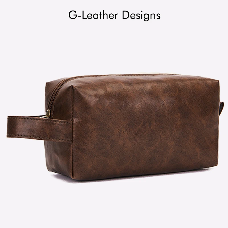 Custom Initials Vegan Leather Vintage Cosmetic Bag Toiletry Storage Bag Travel Organizer Bag For Men Women Casual MakeUp Bag