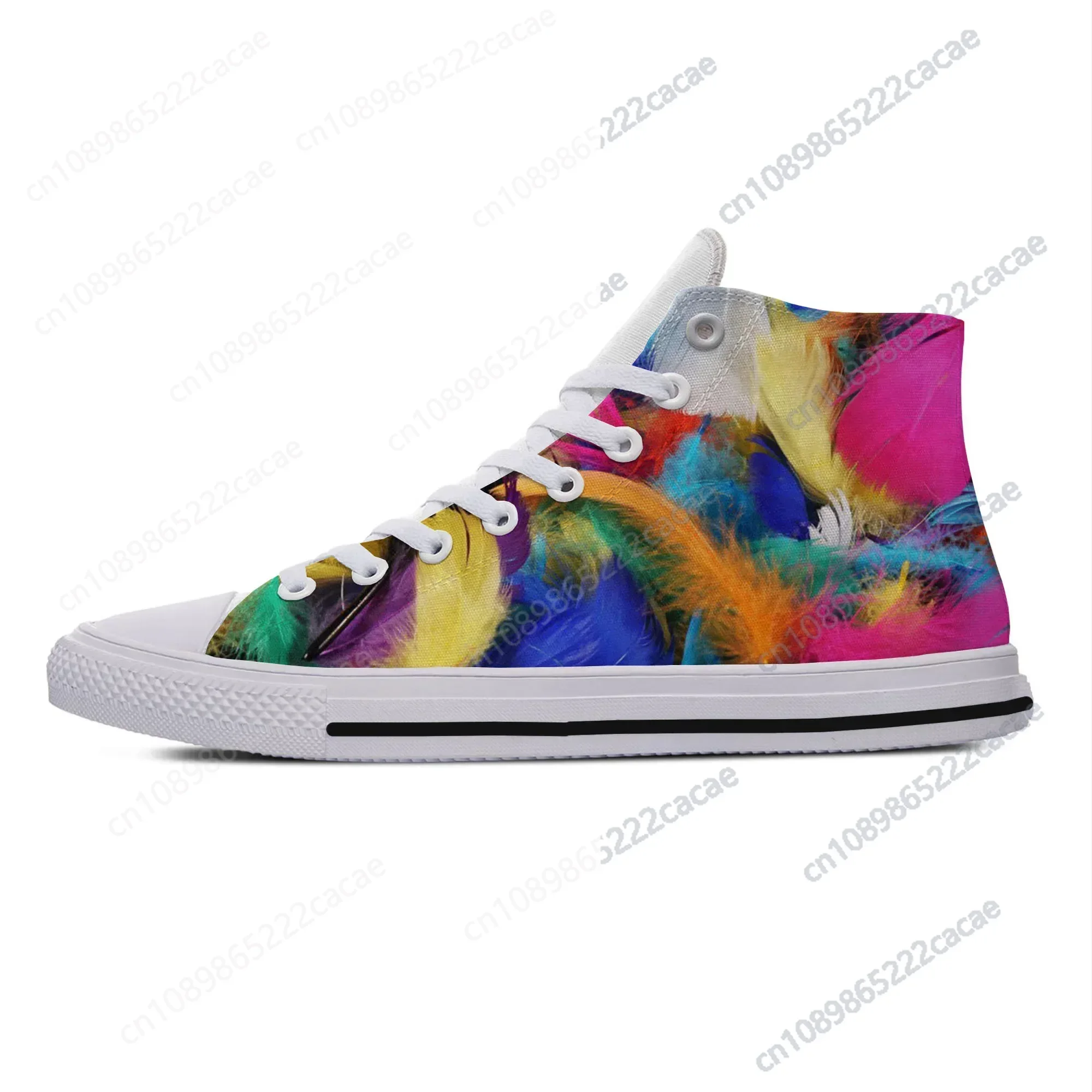 

Hot Colorful Bird Feather Peacock Funny Fashion Lightweight High Top Canvas Shoes Summer Men Women Casual Breathable Sneakers