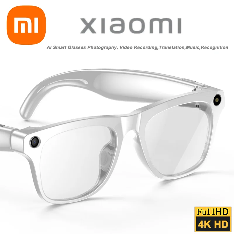 Xiaomi 4K HD AI النظارات الذكية GPT100MP كاميرا متعددة الوظائف الدردشة بلوتوث دعوة صوت مساعد مشغل موسيقى الترجمة الذكية