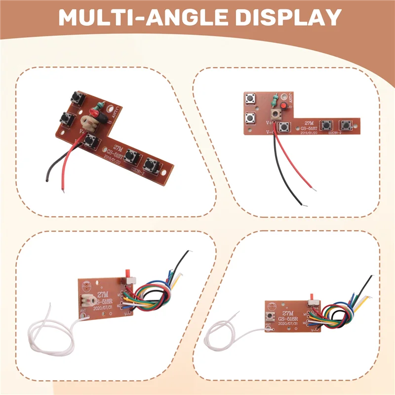 

2PCS 5CH RC Remote Control 27Mhz Circuit PCB Transmitter And Receiver Board Car Radio System Accessories 20-25M