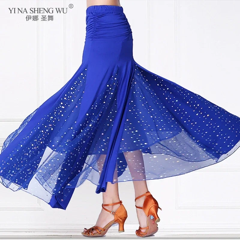 Nowa damska spódnica do tańca brzucha z dużymi cekinami, długa spódnica do flamenco, kostium do tańca towarzyskiego, długa spódnica damska, odzież taneczna dla dorosłych