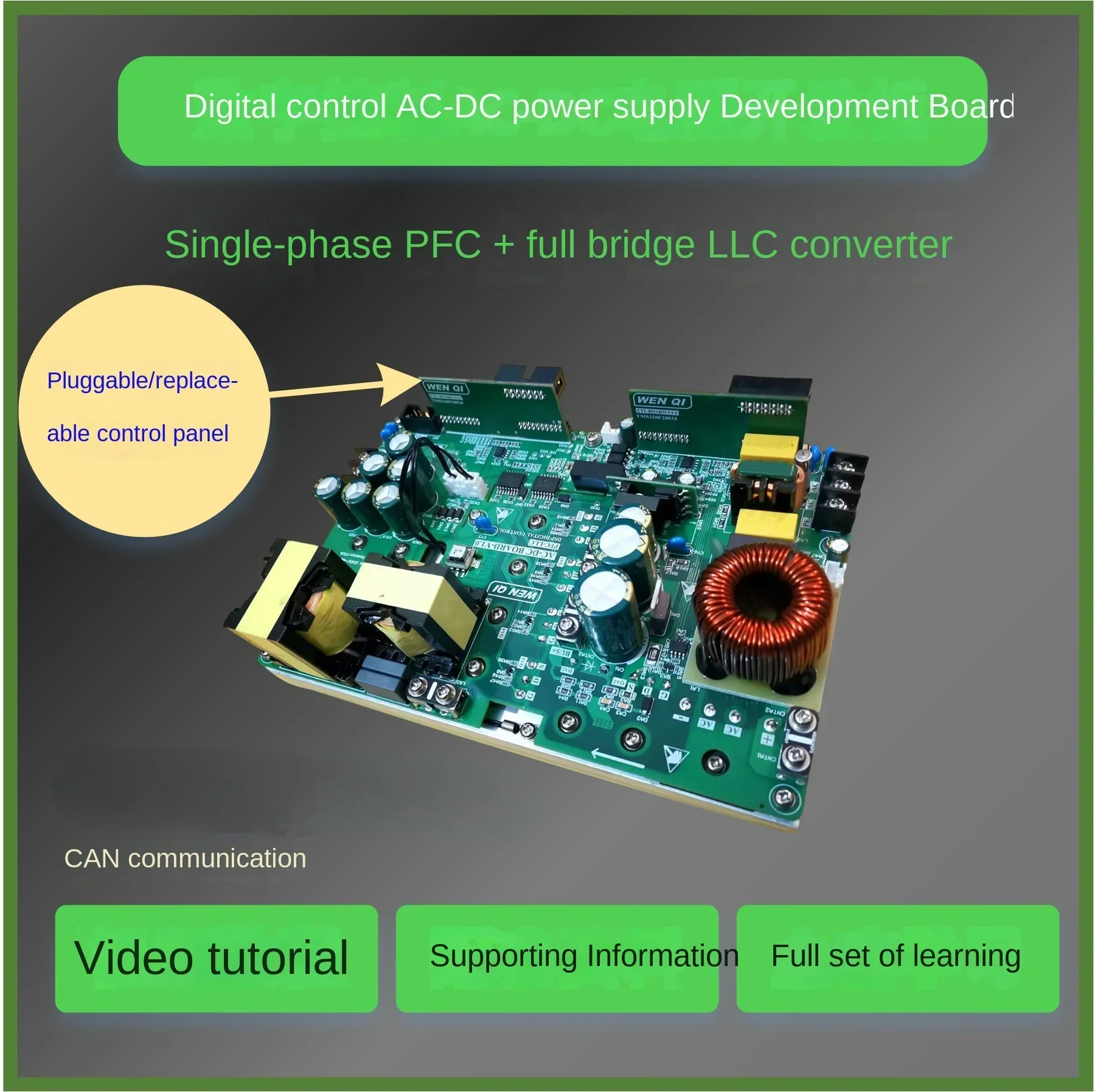 Full DSP Digital Control PFCs Full Bridge LLC Converter AC-DC Power Development Board Learning Including Video Tutorial