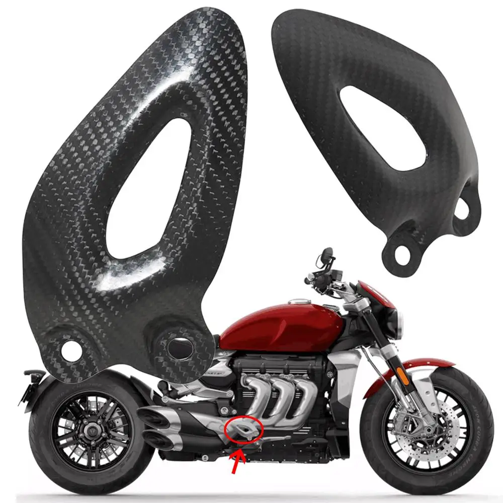 For Triumph Rocket 3R\3RGT 2020-2022 A Pair Black Motorcycl Exhaust Pipe Foot Pedal Stopper Protector Guard Carbon Fiber Cover