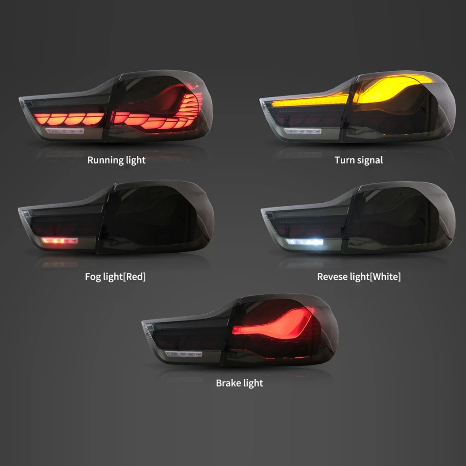 For BMW 4 Series F32 F33 F36 F82 F83 M4 2014‑2020 Smoky Lens For GTS OLED Style Full LED Dynamic Tail Light With Turn Signal