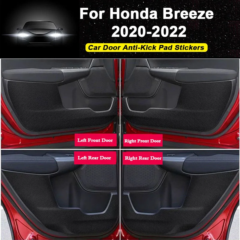 For Honda Breeze 2020 2021 2022 Car Door Anti-dirty Anti-kick Pad Cover Sticker Carbon Fiber Patterned Leather Accessories