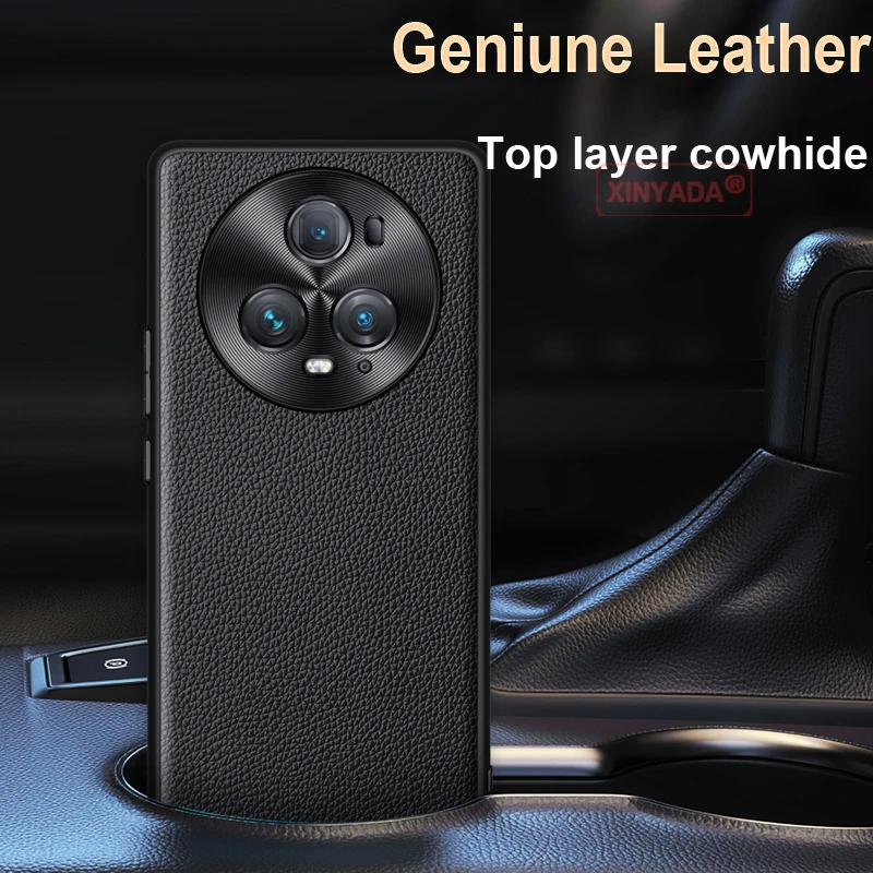 Geniune Leather Skin Phone Case For Honor Magic5 Pro Magic 5 Real Cowhide Case For Honor Magic 5 Pro Ultimate Back Cover Shell