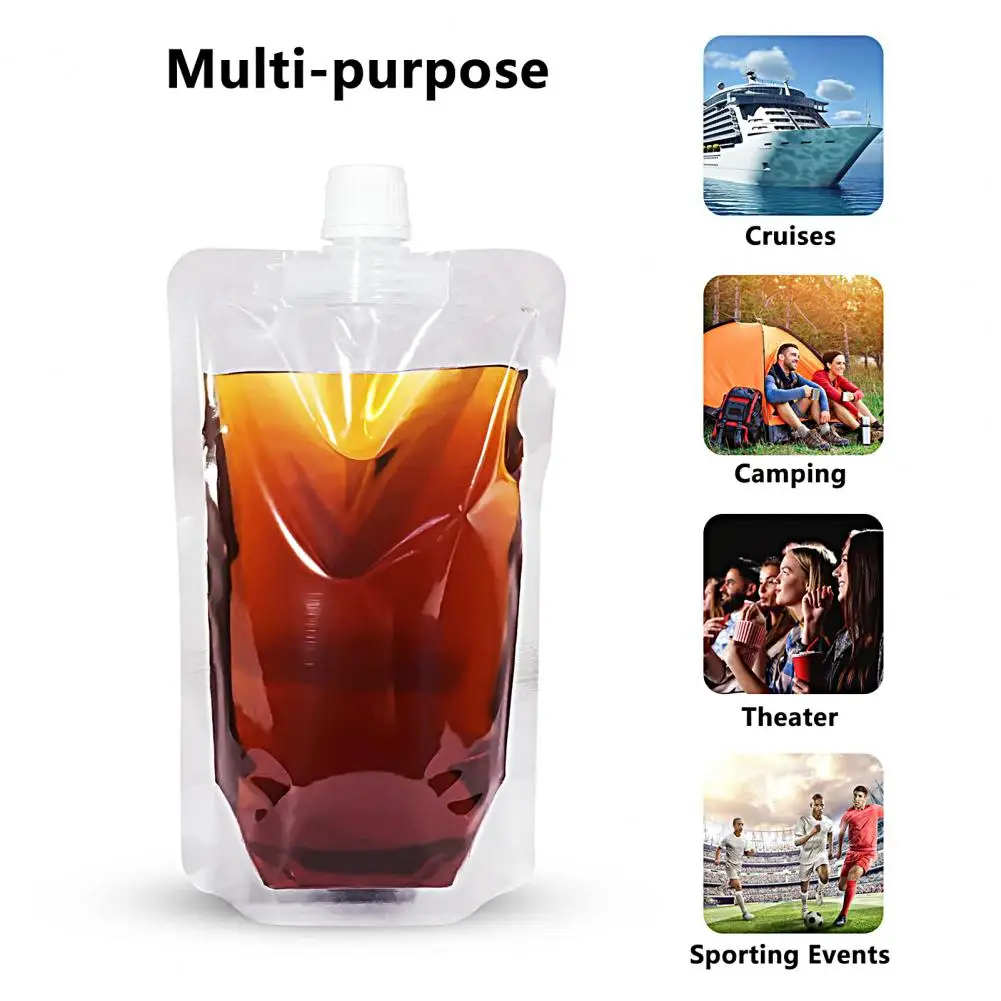 10PCS Travel Drink Leak Proof with Screw Cap Spout Plastic Bags Sealed Juice Storage Bag Beverage Summer Ice Cold Drink Pouch