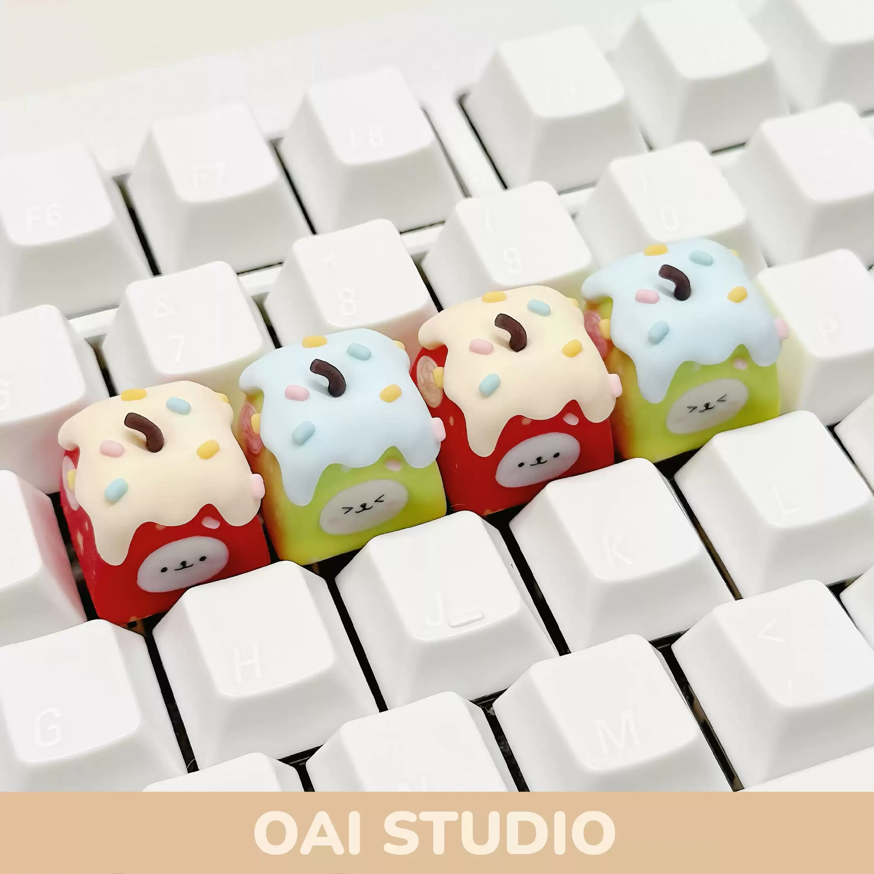 

Apple Cream Key Caps Custom Cute Handmade Keyboard Caps 3D Resin Keycaps for Mechanical Keyboard Accessories Gifts MX Swtiches