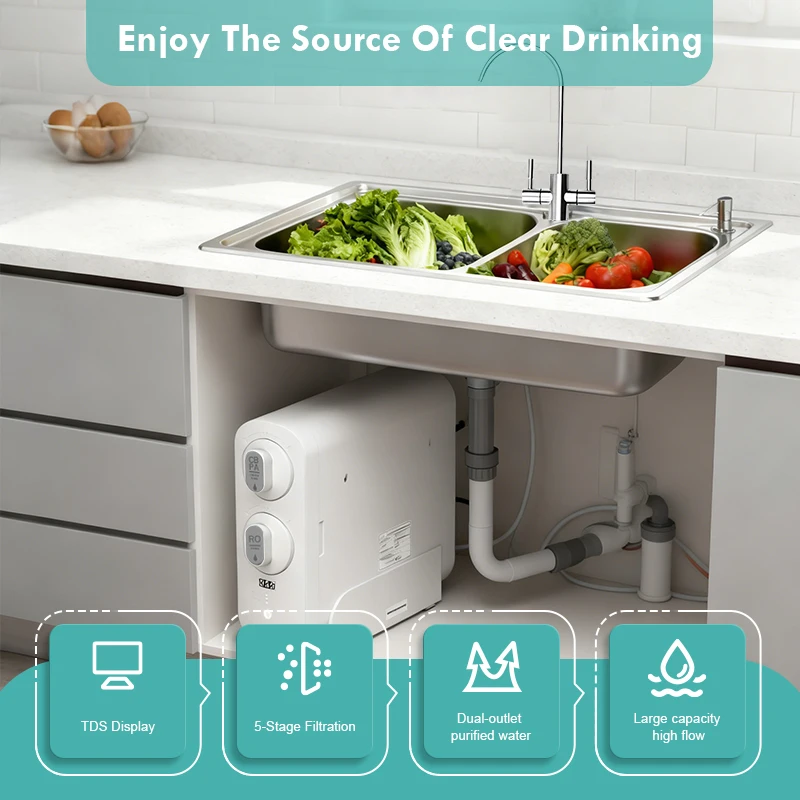Nobana 600G High Flow Customizable Electric Sink Reverse Osmosis System Water Purifier for Hotel Household Use