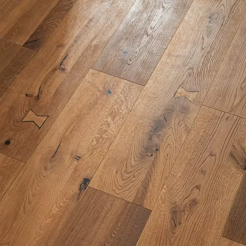 2200MM European White Oak Pure Three-layer Solid Wood Composite Flooring Handmade Bowknot Brushed Home Engineered Wooden