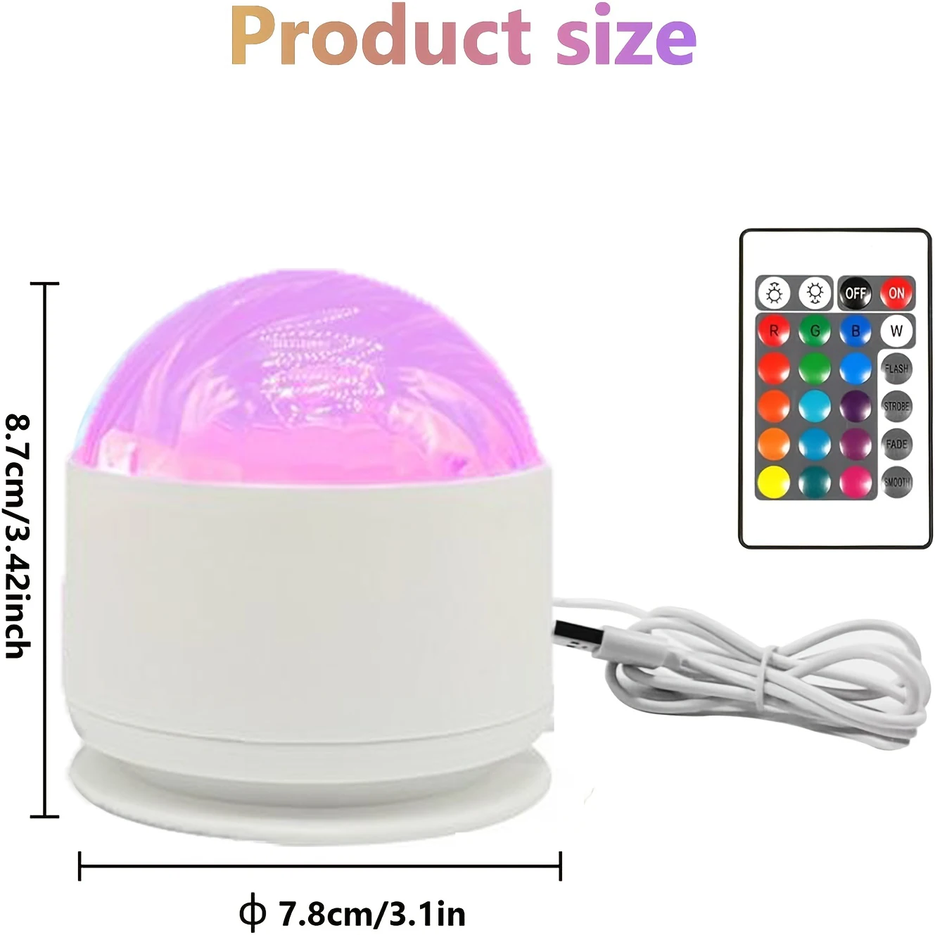 LED Night Light White Northern Lights Projector Light Remote Control 16 Colors USB Plug-in for Kids Room Decoration & Sleep Lamp