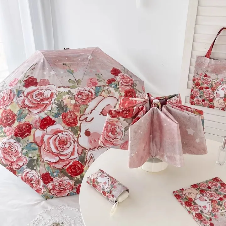 

Portable Automatic Sunshade Umbrella High Aesthetic Value Student Pocket Fold Weather Resistant Lightweight Luxury Style