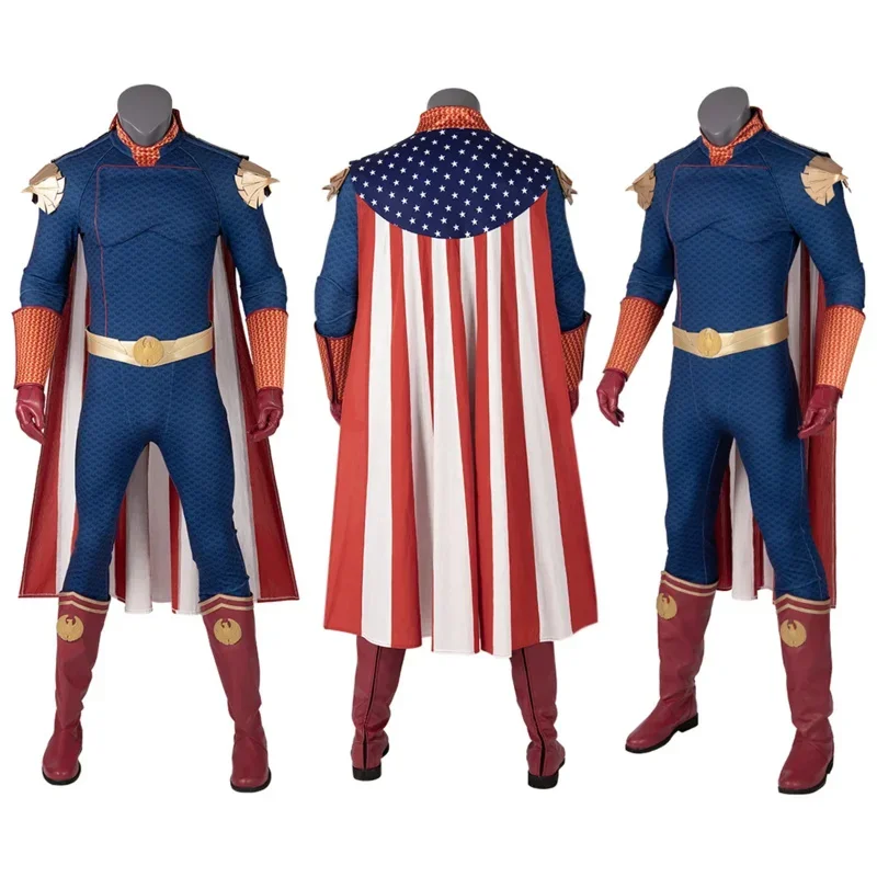 TV The Boys Homelander Costume Cospaly adulti Halloween outfit tute Antony Starr body mantello Set completo fatto a mano