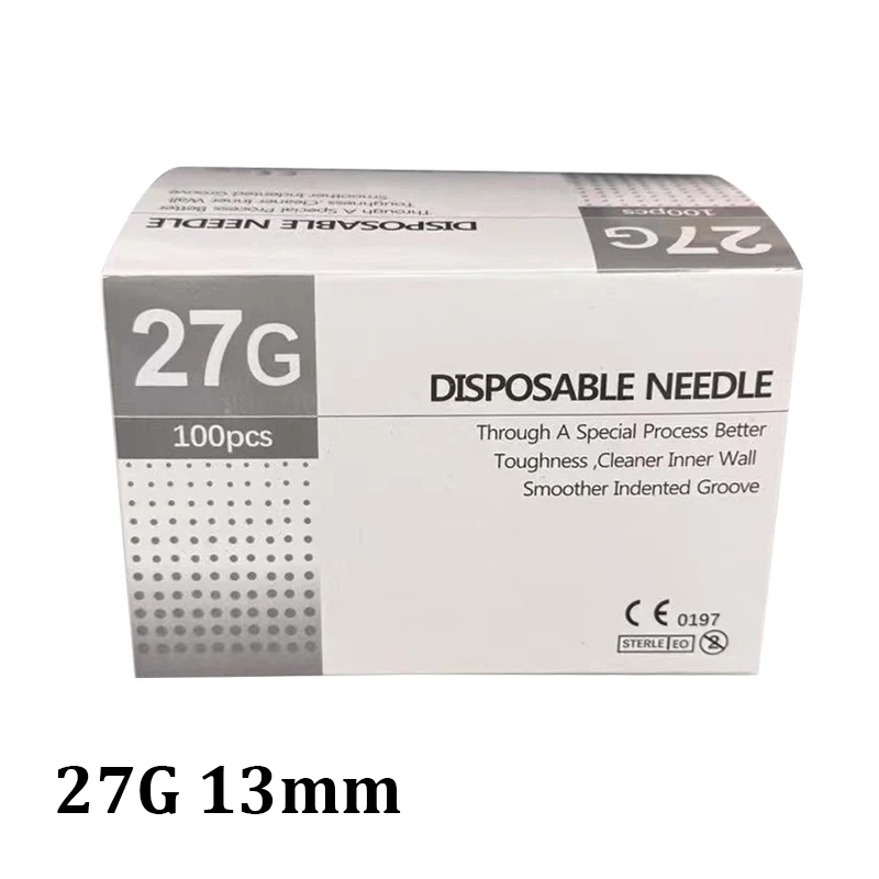 100PCS 25G 30G 32G 33G 34GPainless Nadel 4/6/13mm Schönheit Ultrafeine Piercing transparente Spritze Injektion Kleber Klare Spitze Kappe