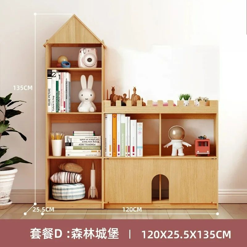 Factory Direct 2026 Castle Bookshelf Solid Wood Floor Bookcase Shelf Storage Creative Household Integrated Picture Book Storage