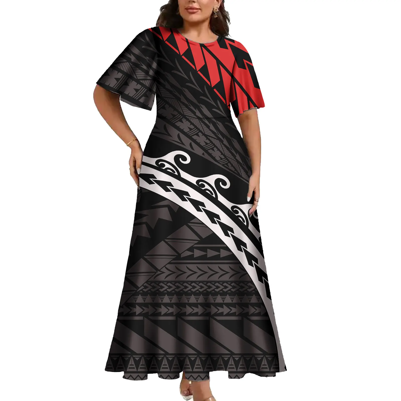 Traditional Samoan Tapa Flower Print Design Custom Formal Cocktail Dresses Party Wear Dresses for Women Polynesian Clothing