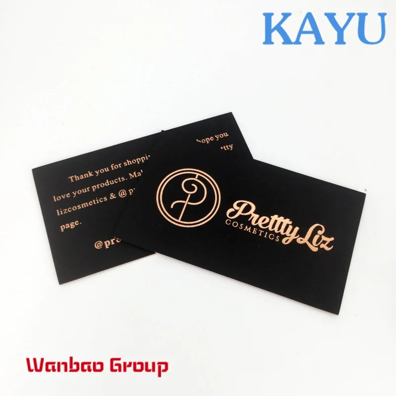 Custom  Printing Custom Rose Gold Foil Emboss Logo Foil Edge Cardboard Thick Paper Luxury Black Business Card Printing