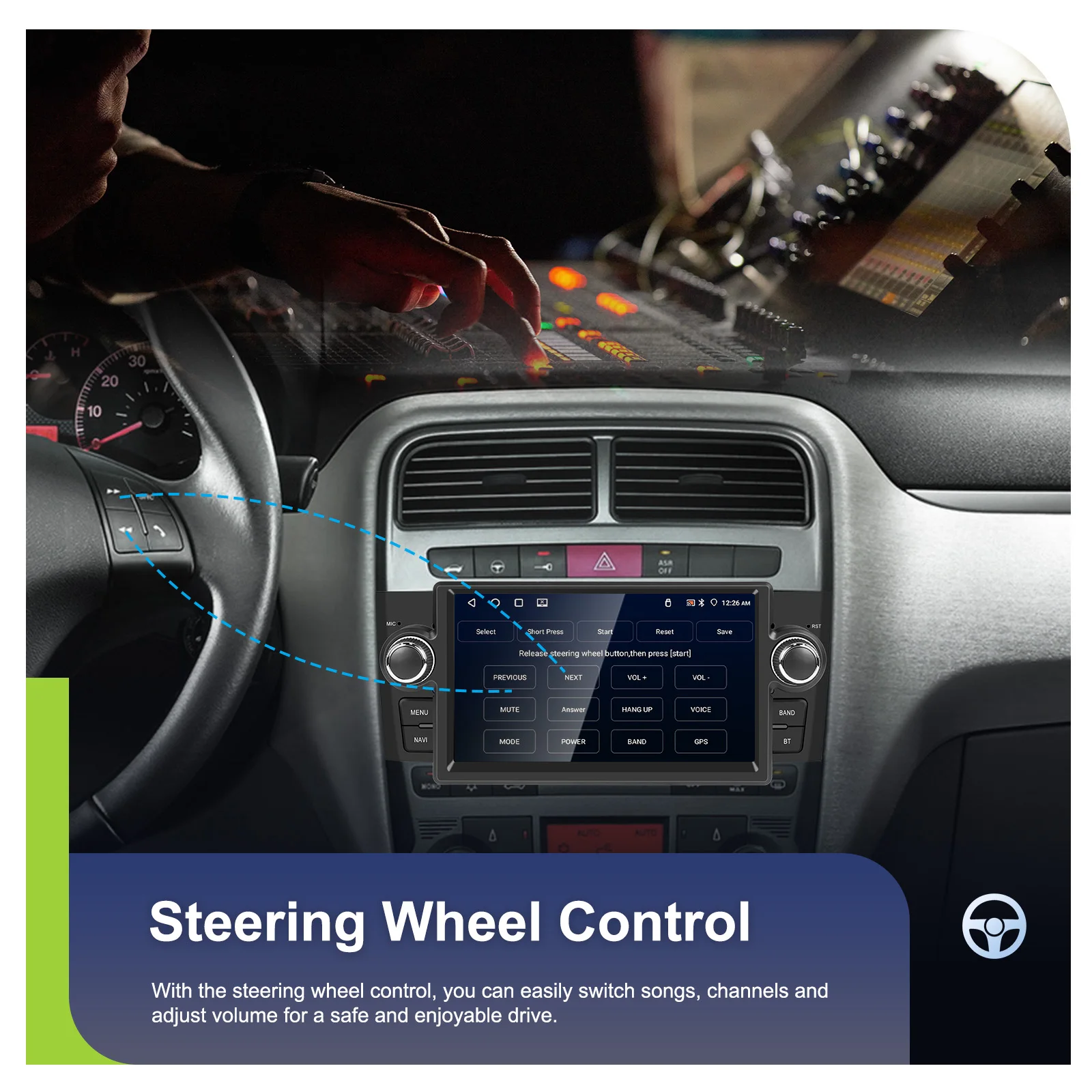 Podofo 1Din Android 4+64G Autoradio für FIAT Punto 05-09/Linea 07-11 Carplay Android Auto GPS WIFI Mirror Link Auto-Audio-Stereoanlage – Detail 20