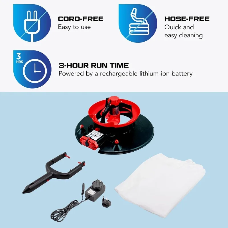 POOL BLASTER Leaf Vac Recharge Cordless Rechargeable Pool Leaf Vacuum & Skimmer, Swimming Pool Leaf Catcher with Heavy