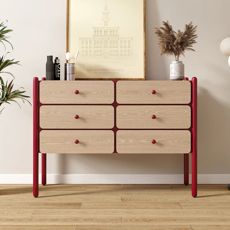 

French retro chest bedroom solid wood storage cabinet wabi wind living room Internet ins bucket cabinet chest