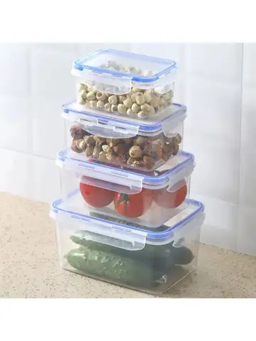 Sealed Rectangular Refrigerator Storage Box with Lid Plastic Crisper Microwave-Heated Lunch Box with Lid