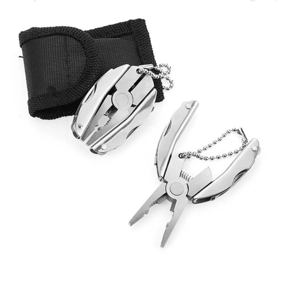 New Portable Multifunction Mini Folding Plier Stainless Steel Foldaway Knife Keychain Screwdriver Camping Survival Outdoor Tools