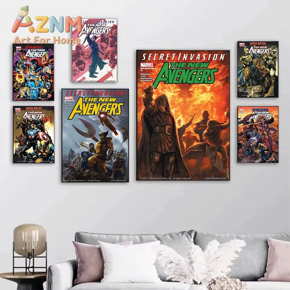 AZNM The New Avengers Secret Invasion Comic Canvas Wall Art No Frame Superhero Print Poster For Home Bedroom Living Room Wall