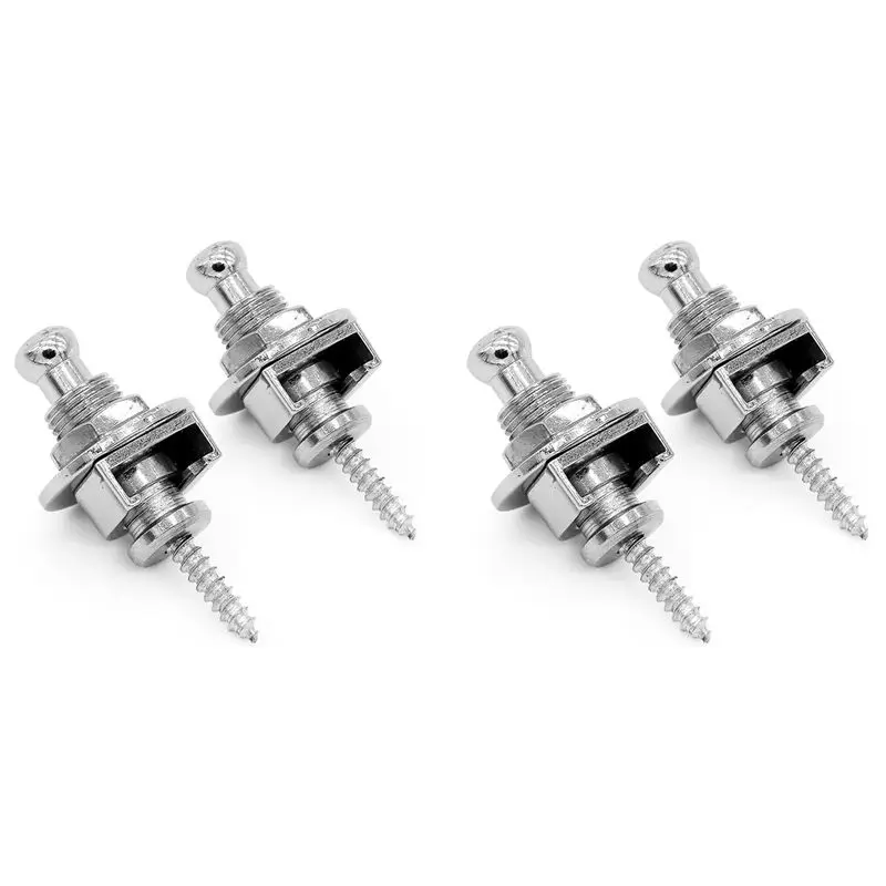 B48B-Premium Guitar Strap Locks And Buttons Security Quick Release Straplocks Strap Retainer System Nickel (Pack Of 4)