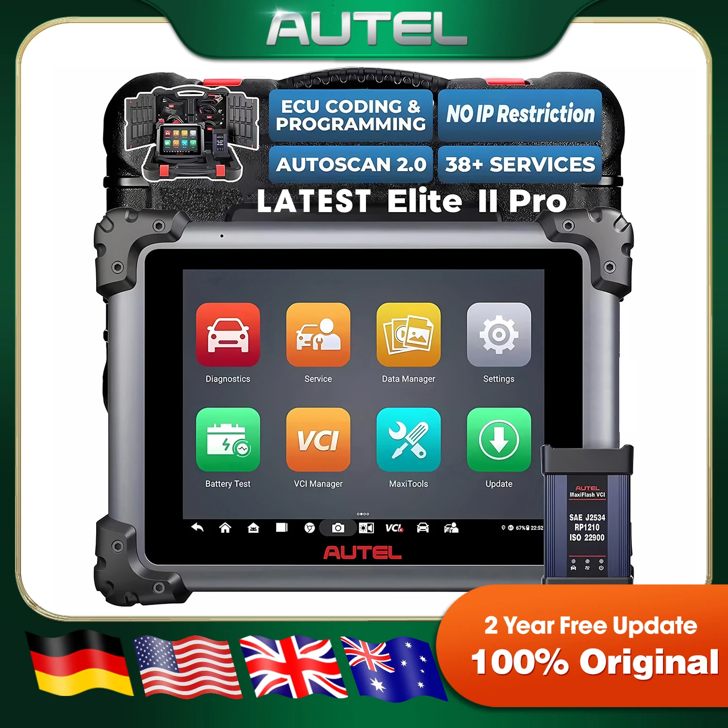 

Autel MaxiSys Elite II PRO Auto Diagnostic Tool ECU Programming&Coding 2 Years Free Update Scanner 2023 Upgraded of Elite II
