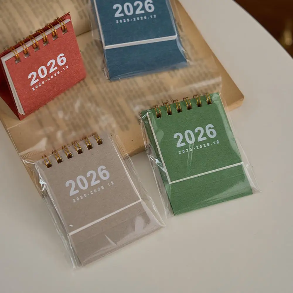 تقويم صغير محمول مبسط 2026 غير مطبوع 180 °   صفحة الوجه لتزيين سطح المكتب، تقويم نمط خطة التسجيل