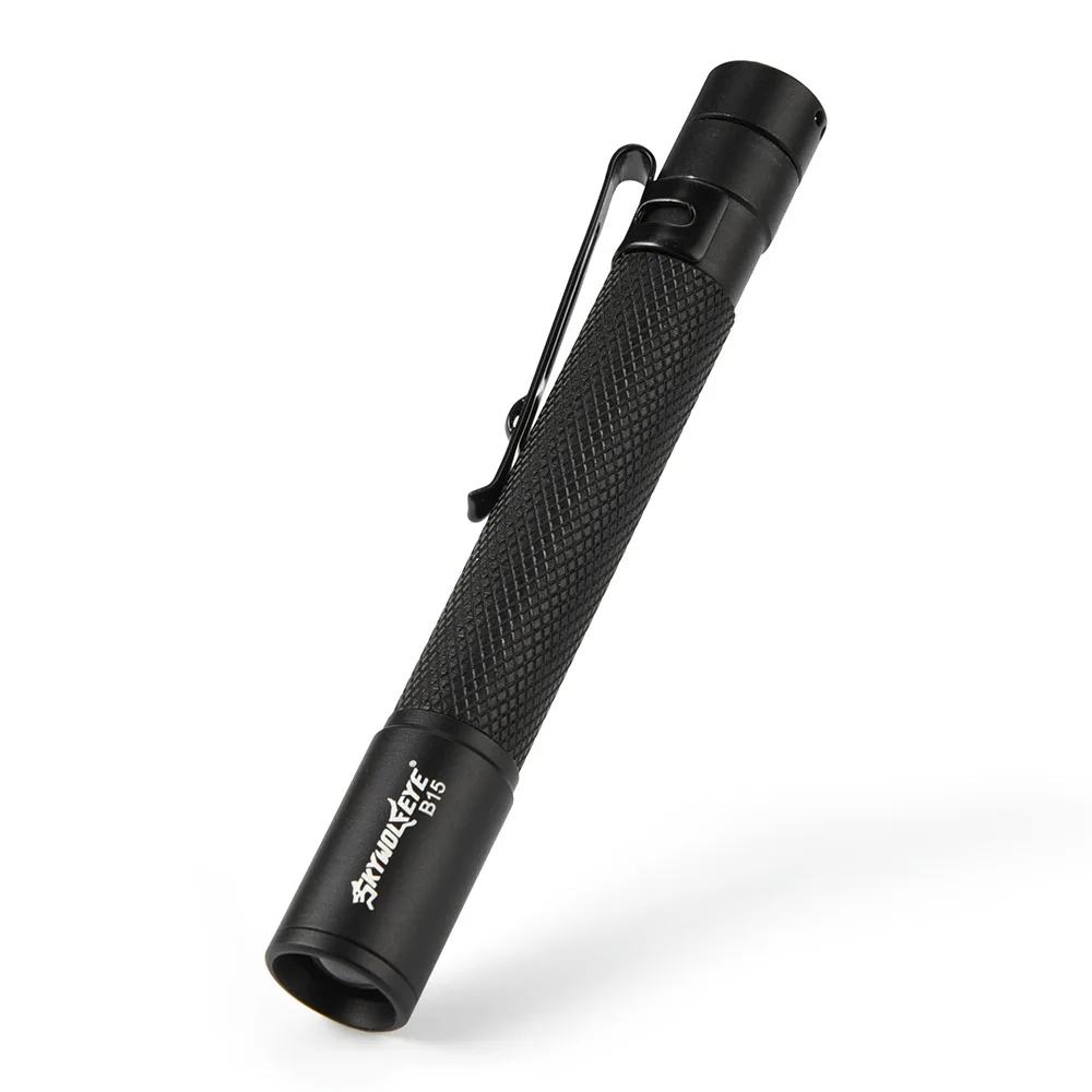 New 2x AAA Battery-Powered LED High-Brightness Pen-Shaped Flashlight: Outdoor Work Pen Light with Clip (Mini Flashlight)