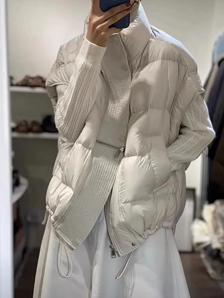 Casual ort Stehkragen unten Baumwolle Weste Lose Abnehmen Vielseitige ort Oberbekleidung Layering Eleganz Damen Top