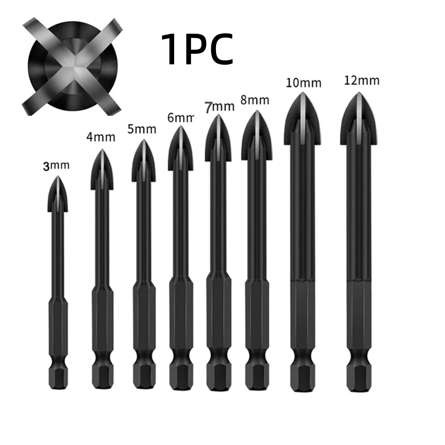 

1PC Concrete Drill Bit 3 to12 mm Masonry Drill Bits Carbide Tip Best for Wall Mirror and Ceramic Tile on Concrete and Brick Wall