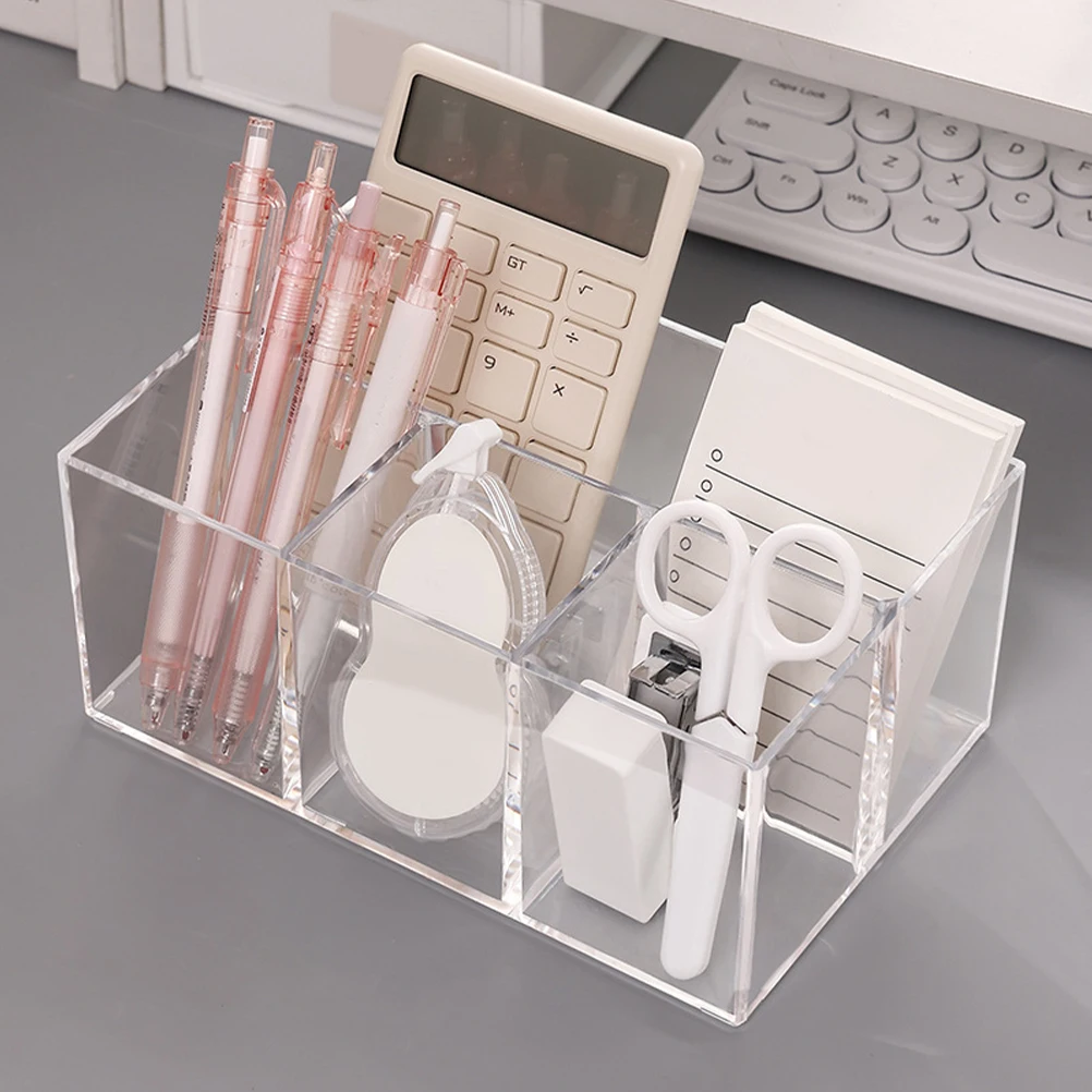 

Compact Transparent Makeup Brush Holder Organizer Pen Pencil Stationery Holder Desktop Makeup Cosmetics Organizer