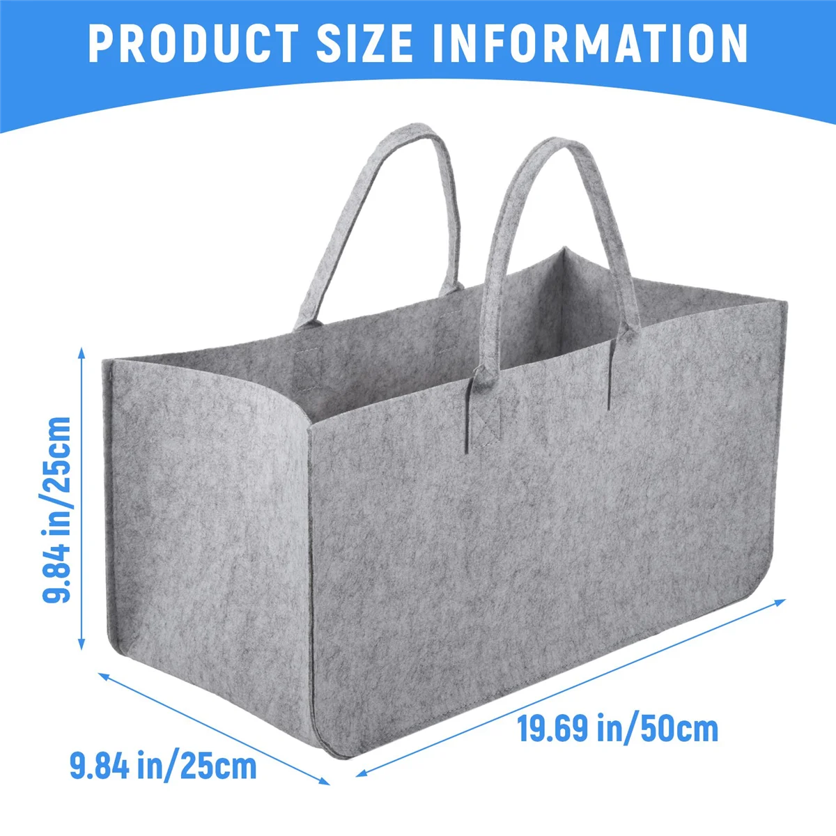 Monedero de fieltro, bolsa de almacenamiento de fieltro, bolsa de compras informal de gran capacidad, gris