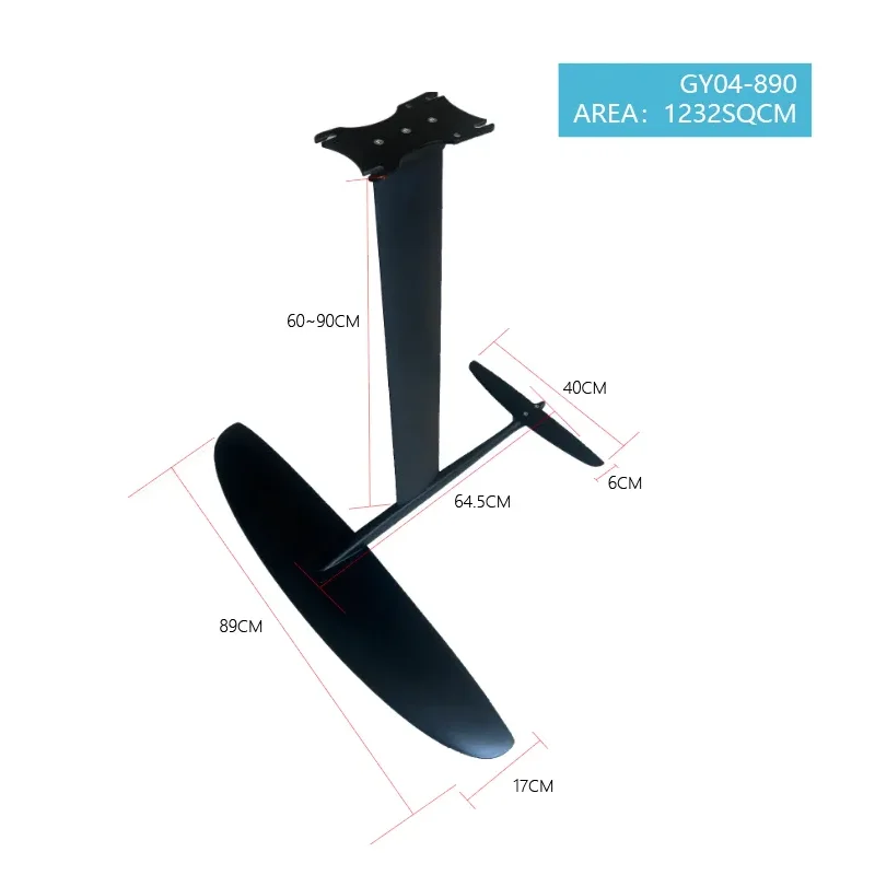 Hydrofoil Carbon Wings for Surfing, Hydro Foil, Sup Paddle Boards, Foils with Aluminium Mast Base