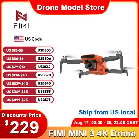 （ship US）FIMI MINI 3 4K Drone 60fps 9km Range 3-axis Gimbal 249g