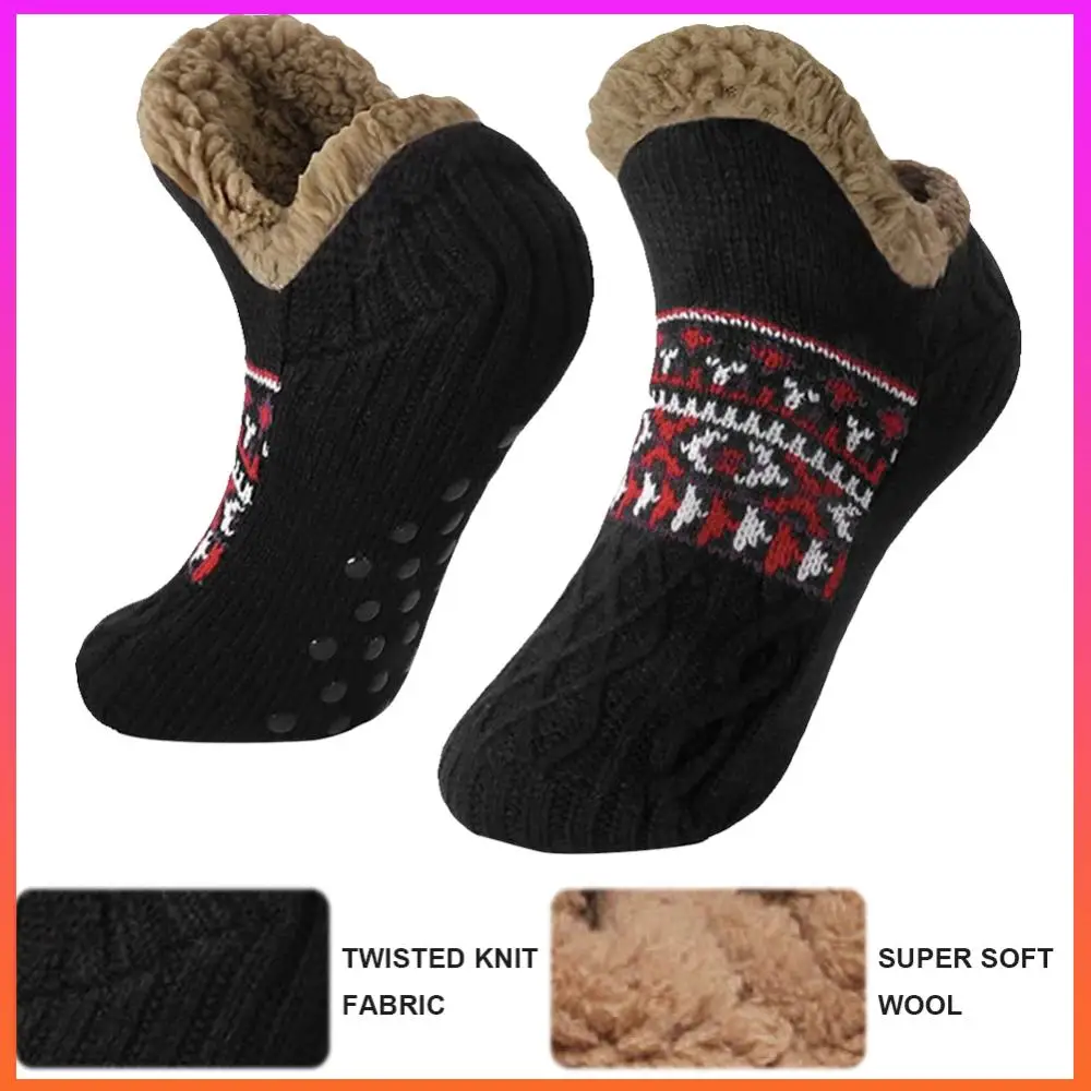 ถุงเท้าสลิปเปอร์สำหรับผู้ชายและผู้หญิง ใส่ในบ้านช่วงฤดูหนาว กันลื่น ใส่นอนในห้องนอน ถุงเท้าสลิปเปอร์อุ่นสบาย เหมาะสำหรับเทศกาลคริสต์มาส
