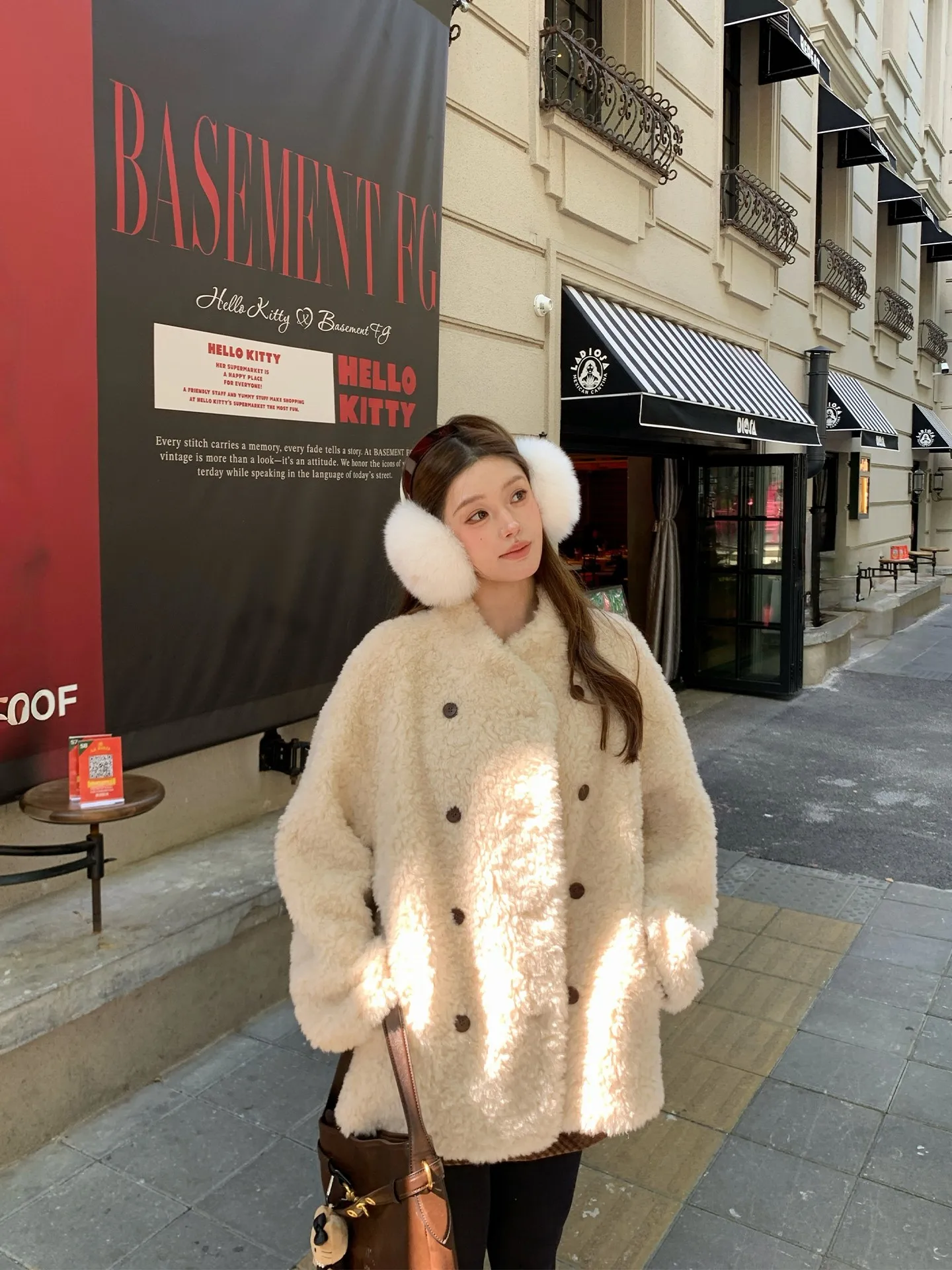 

Женское пальто Daisy Warm Sun из натурального меха ягненка с двойными пуговицами, длинными рукавами, повседневное, средней длины, утепленное