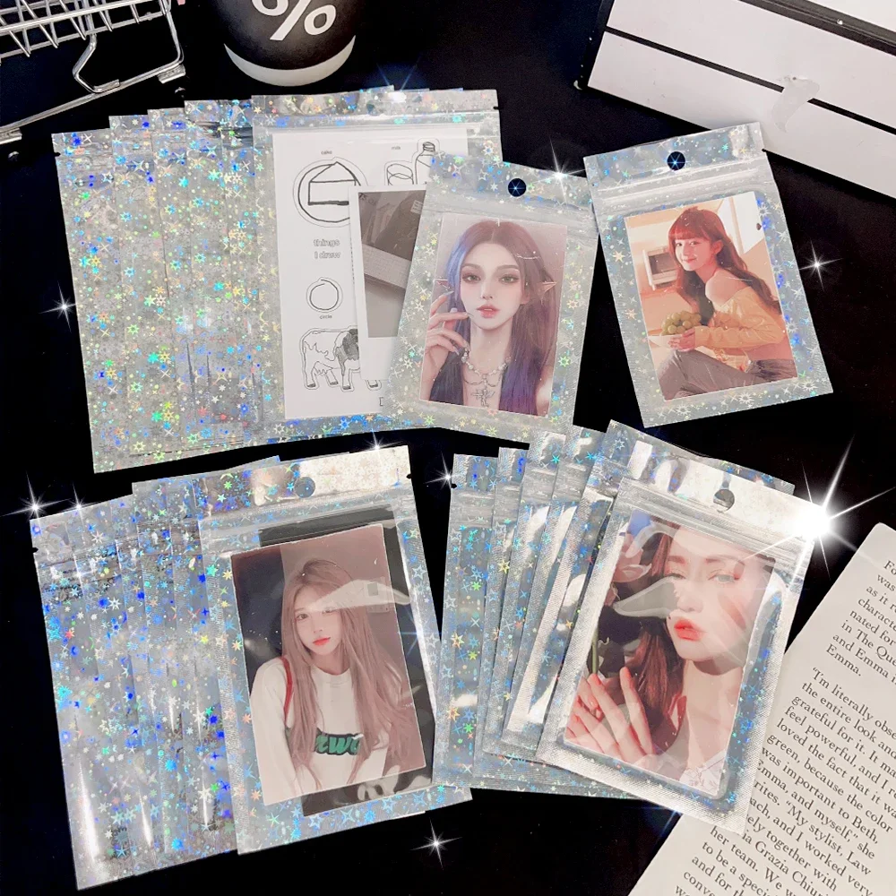 50/30/10Pcs Shining Star Kpop Photocard Storage Holder Pouch Waterproof Zipper Bag Bling Card Sleeve Idol Photo Cards Protector image 6