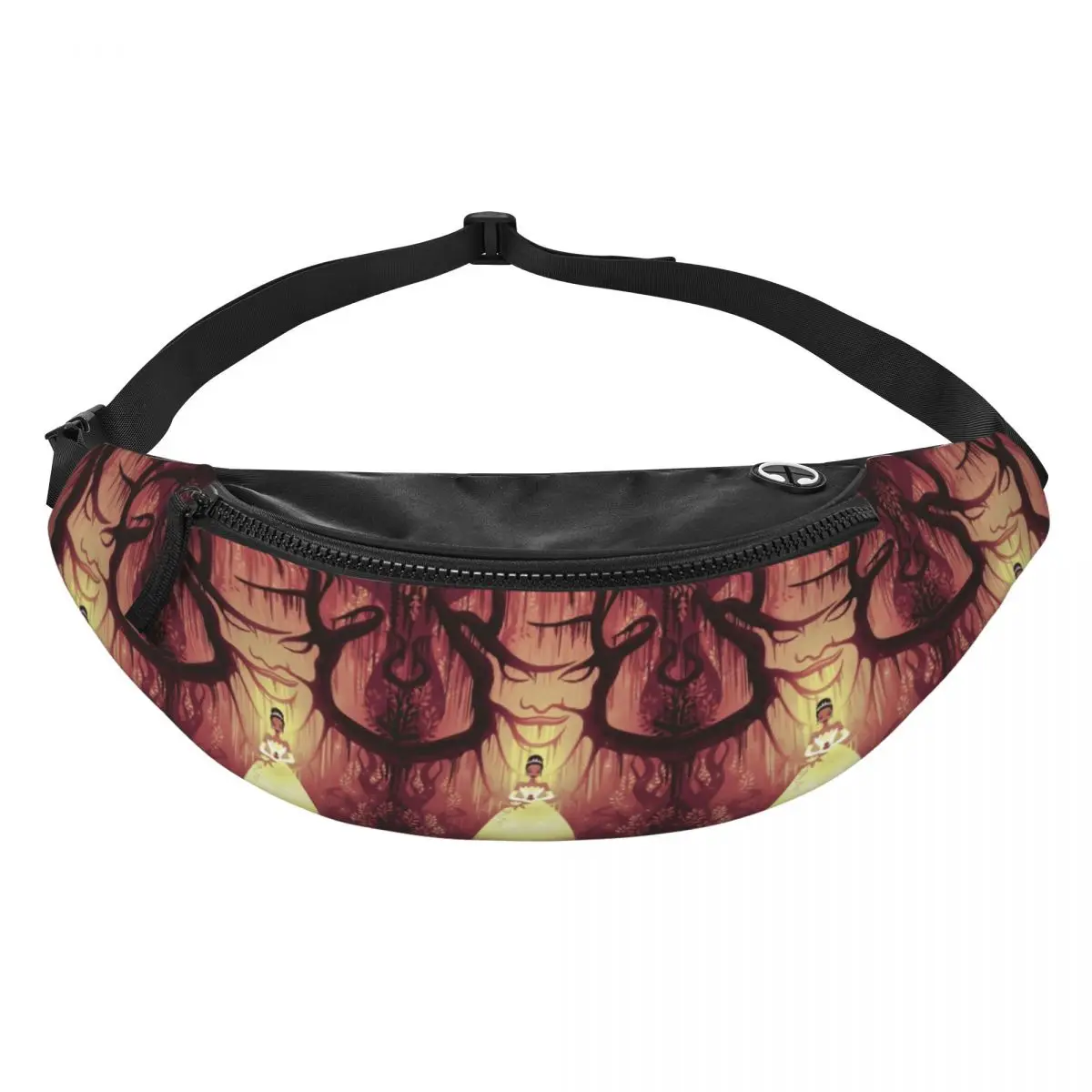 

Поясная сумка-бананка с мультяшным принтом «Принцесса и лягушка» для мужчин и женщин, модная сумка через плечо, для велоспорта, кемпинга, для телефона и денег