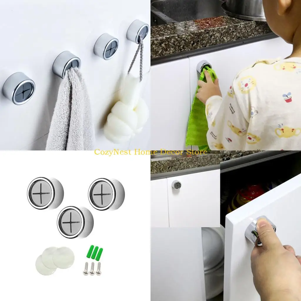 

92MF Держатель круглого полотенца 3pcs без буровой настенной кухни для ванной комнаты и домашней стены