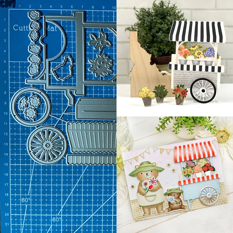 Lucky Goddess Metal Cutting Dies Flower Cart Stand Diy Scrapbooking Photo Album Decorative Embossing Paper Card Crafts