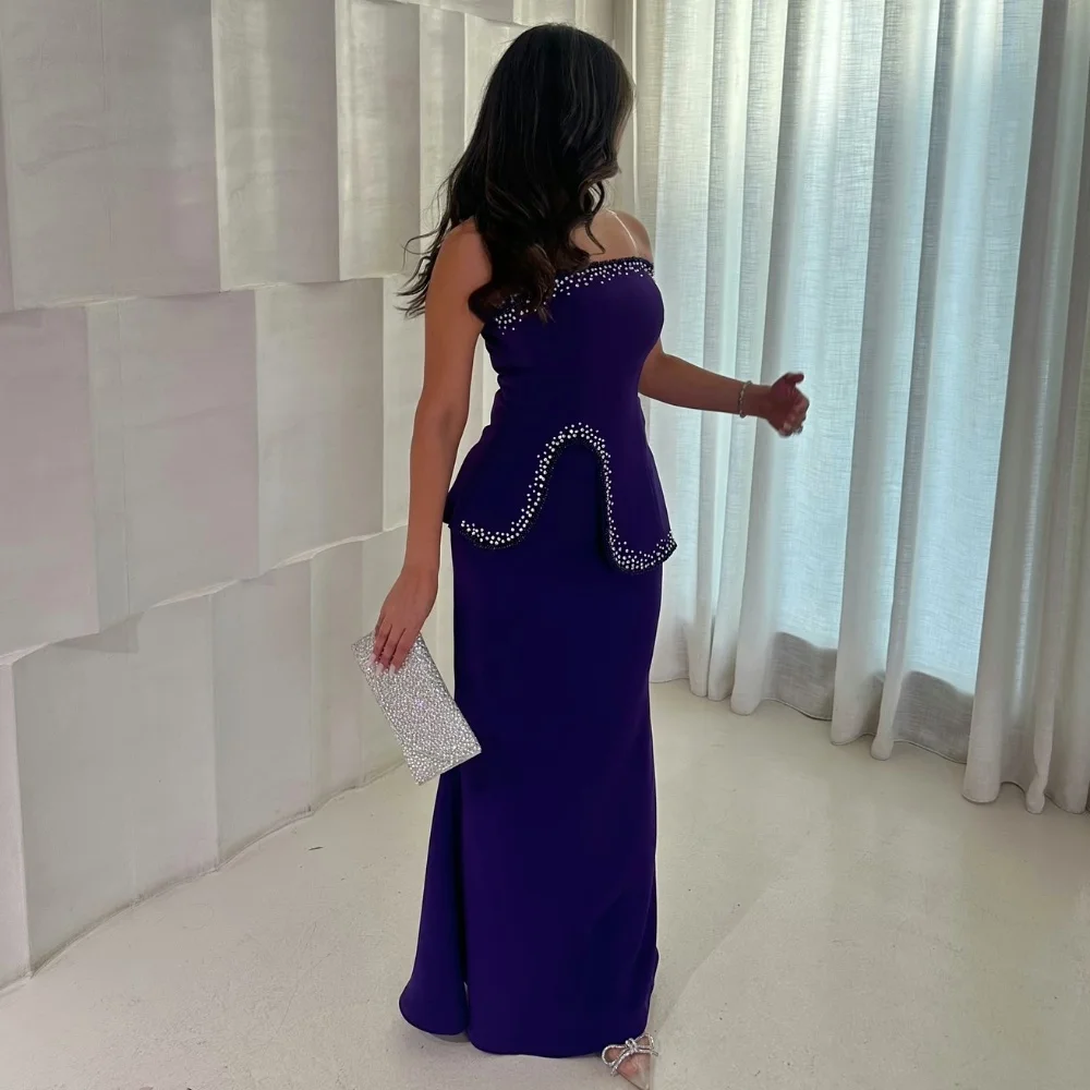 

Customized Sparkle Intricate Jersey Pleat Rhinestone Mermaid Strapless Long Dresses Bespoke Occasion Dresses Sizes Available