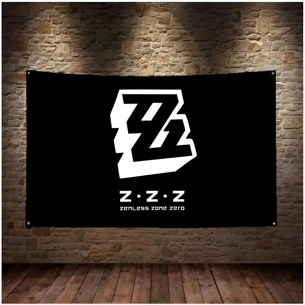 Game Action Zenless Zone Zero Flags Daily Four Ring Borderless Design Indoor & Outdoor Decor Easy to Hang Install