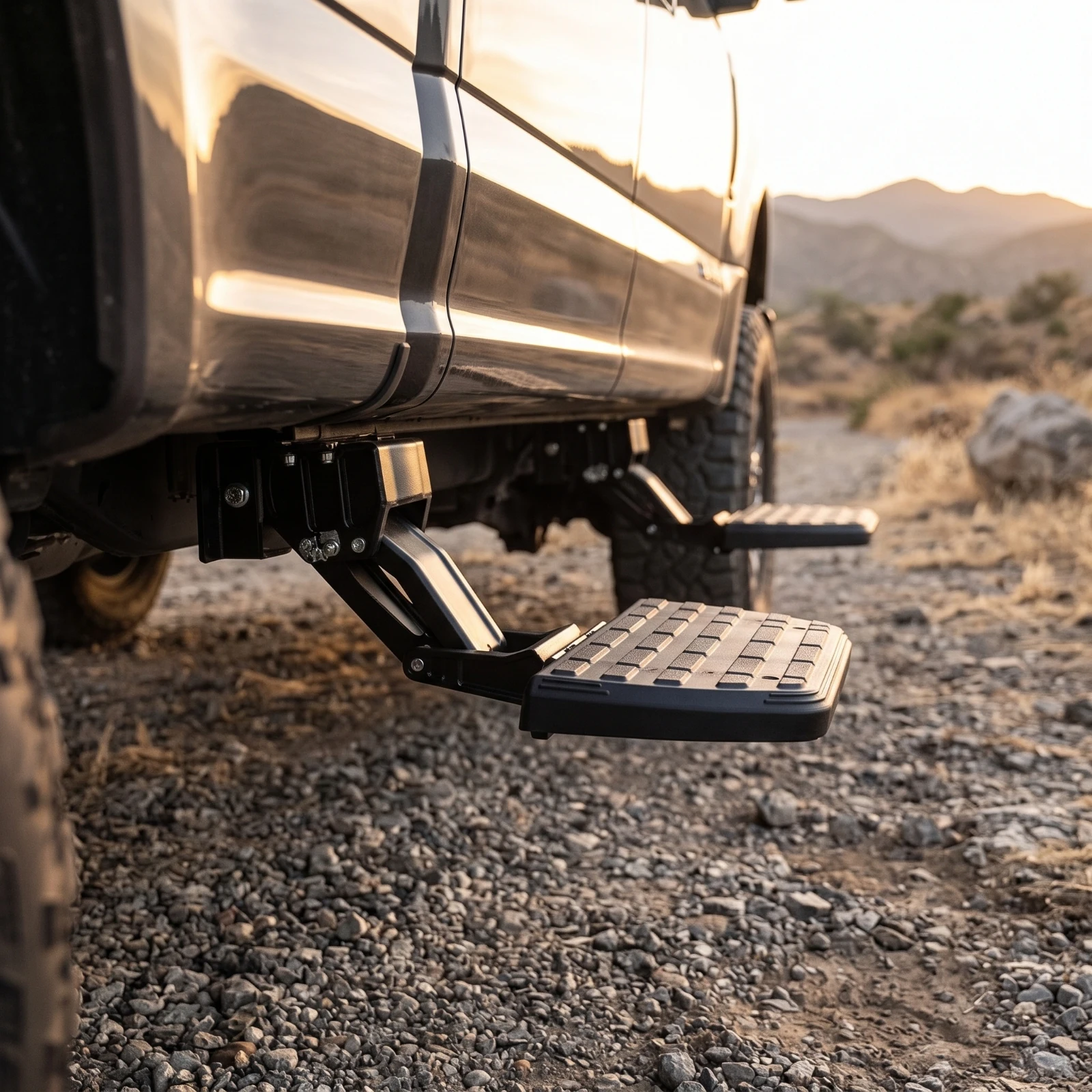 Retractable Side Step Aluminum Retractable Step Assembly Hardware Heavy-Duty Slimline for Cab Access
