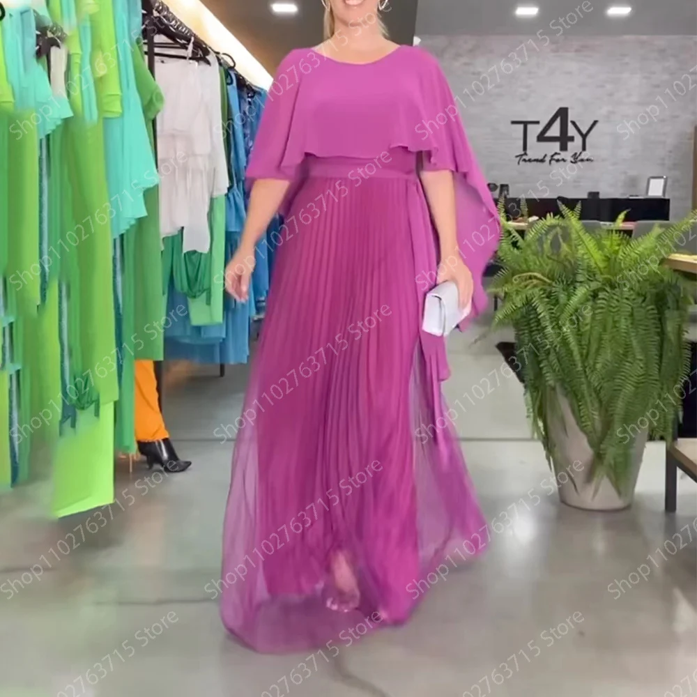 Elegante vestido longo de noite feminino, meia manga, até o chão, reto, baile de formatura, festa, casamento, gala, eventos especiais, mulheres, 2024